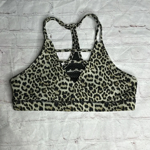 ZYIA Active Brilliant Grid Mesh Back Sports Bra Leopard Print Women’s S - Picture 2 of 4